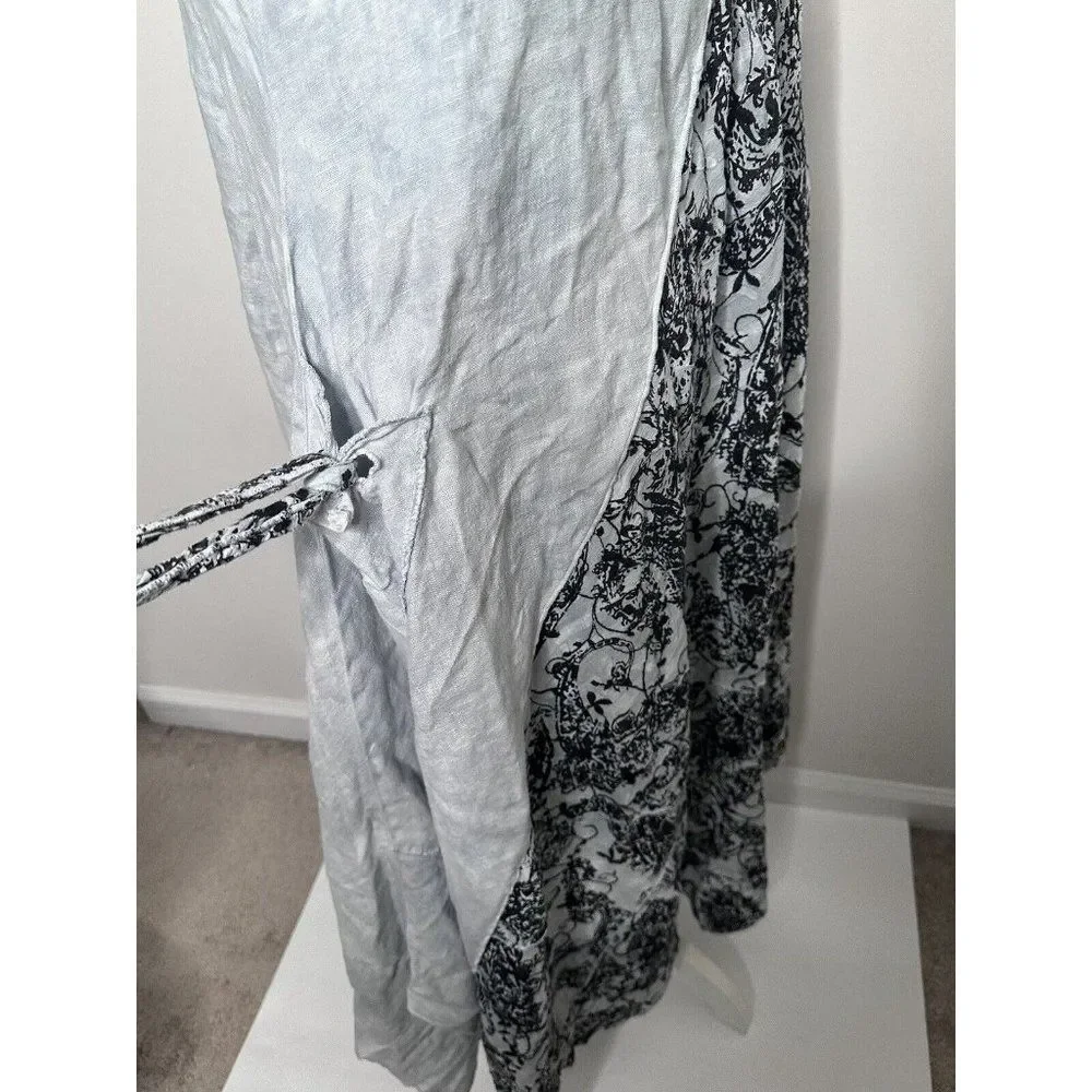 Steel Pony Linen Wearable Art Boho Lagenlook Tunic Dress Small Midi Length Gray - Picture 6 of 16